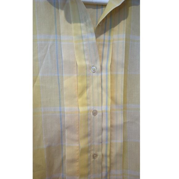 Vtg Womens Yellow Pastel Plaid Button Down‎ Shirt Sz Medium Granny Grandmacore - Picture 4 of 4